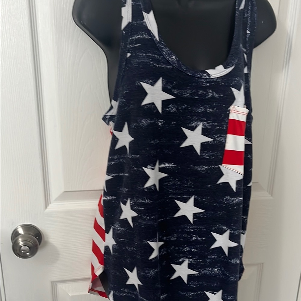 Star-Patterned Navy Tank Top